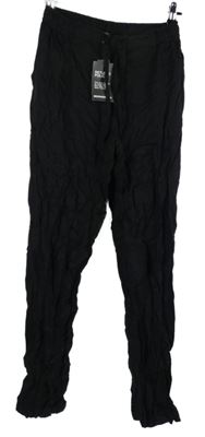 Nové - Pánske čierne ľanové nohavice Boohoo