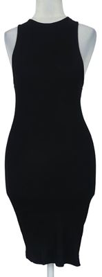 Dámske čierne rebrované šaty MissGuided