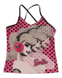 Ružový bodkovaná ý plavkový top s Barbie