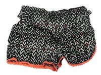 Černo-bílo-růžové vzorované lehké kraťasy s páskem Primark