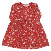 Červené bavlnené šaty s obrázkami Matalan