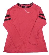 Malinové triko s flitry OVS