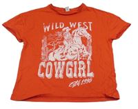 Červené crop tričko s obrázkem Tu