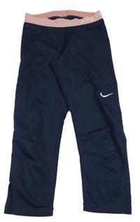 Tmavomodro-růžové sportovní capri legíny s logem Nike