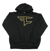 Černá mikina s potiskem a kapucí