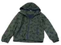 Khaki šusťáková jarní bunda s palmami a kapucí 