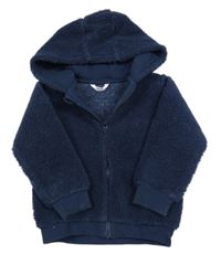 Tmavomodrá huňatá prepínaci mikina s kapucňou M&Co.