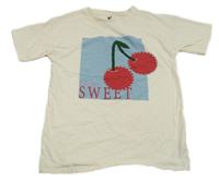 Smetanovo-modré tričko s třešnemi V by Very