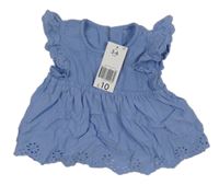 Modré bavlnené šaty s madeirou Matalan