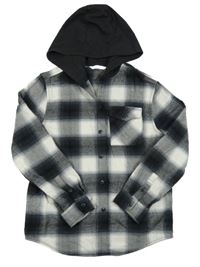 Černo-bílá kostkovaná košile s kapucí M&S