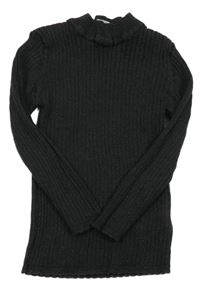 Čierny trblietavý rebrovaný sveter Tu