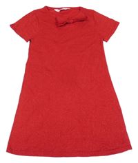 Červené trblietavé svetrové šaty s mašlou H&M