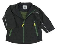 Tmavošedo-khaki šusťáková podzimní bunda s kapucí varfor