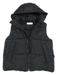 Čierna šušťáková zateplená vesta s kapucňou H&M