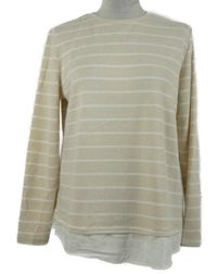 Dámský béžovo-bílý pruhovaný svetr se všitou halenkou Beloved