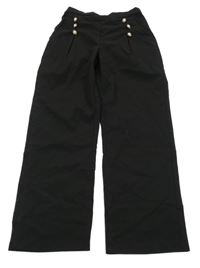 Čierne ľahké nohavice s ozdobnými gombíky Shein