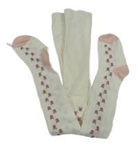 Bílo-růžové punčochy s kytičkami Primark