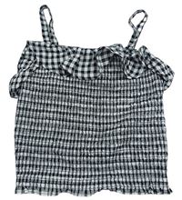 Čierno-biely kockovaný top s volánikom Primark