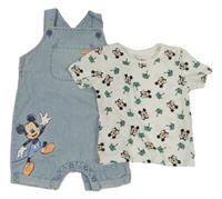 2set - Svetlomodré rifľové na traké kraťasy s Mickeym + tričko Disney