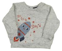 Svetlosivá melírovaná mikina s raketou