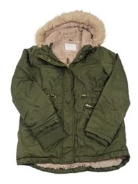 Khaki šusťáková zimní parka s kapucí Nutmeg