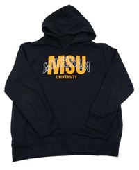 Tmavomodrá mikina s nápisom a kapucňou