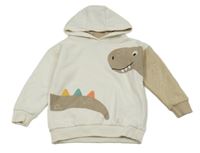 Smetanová mikina s dinosaurem a kapucí George