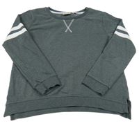 Tmavosivá mikina s pruhy na rukávech Next