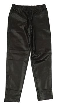 Černé tregíny koženkového vzhledu