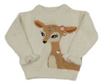 Béžový chlpatý sveter so srnou C&A