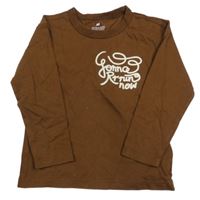 Hnedé tričko s nápisom H&M