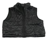 Čierna šušťáková ľahká zateplená crop vesta Shein