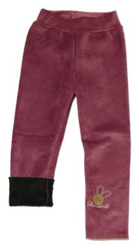 Růžové zateplené plyšové legíny se zajíčky