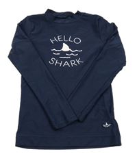 Tmavomodré UV tričko s nápisom a ploutví