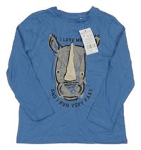 Nové - modré tričko s nodsorožcem a nápismi F&F