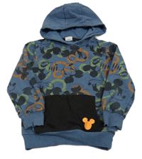 Tmavomodro-čierna mikina s Mickeym a kapucňou Disney