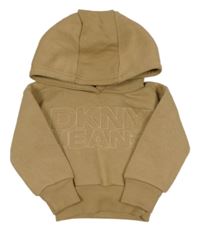 Hnědá mikina s nápisem a kapucí DKNY