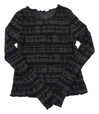 Čierno-antracitové vzorované rebrované crop tričko H&M