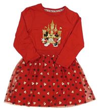Červená nočná košeľa s Mickeym a Minnií Disney