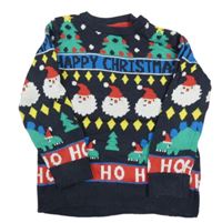 Tmavomodrý sveter s vánočním motívom F&F