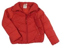 Červená šusťáková zimní bunda s límcem H&M