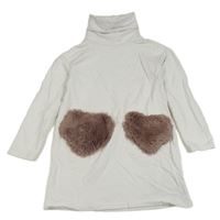 Biele teplákové šaty s kožušinovými vreckami a rolákom Shein