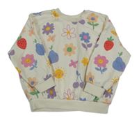 Smotanová oversize mikina s kvietkami Matalan