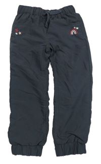 Šedé šusťákové podšité kalhoty s duhou a hvězdičkami Topolino