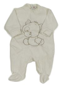 Bílý sametový overal s medvídkem Little Star