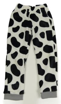 Bílo-černé vzorované plyšové pyžamové kalhoty 4kids