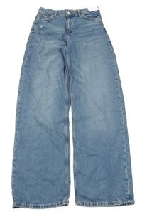 Nové - Modré wide leg high waist rifle H&M