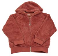 Ružová kožušinová podšitá bunda s kapucňou F&F