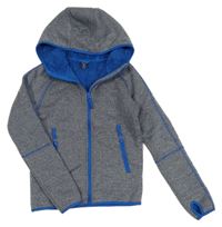 Tmavomodrá propínací pletená zateplená mikina s kapucí Y.F.K. 