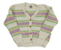 Biely prepínaci sveter s farebnymi prúžkami Tu